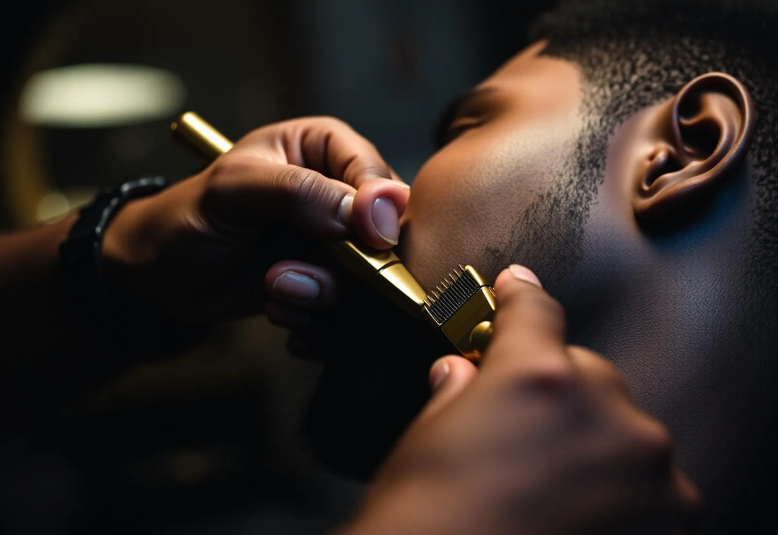 Precision clipper work on a skin fade at Velvet Edge barbershop, Centurion