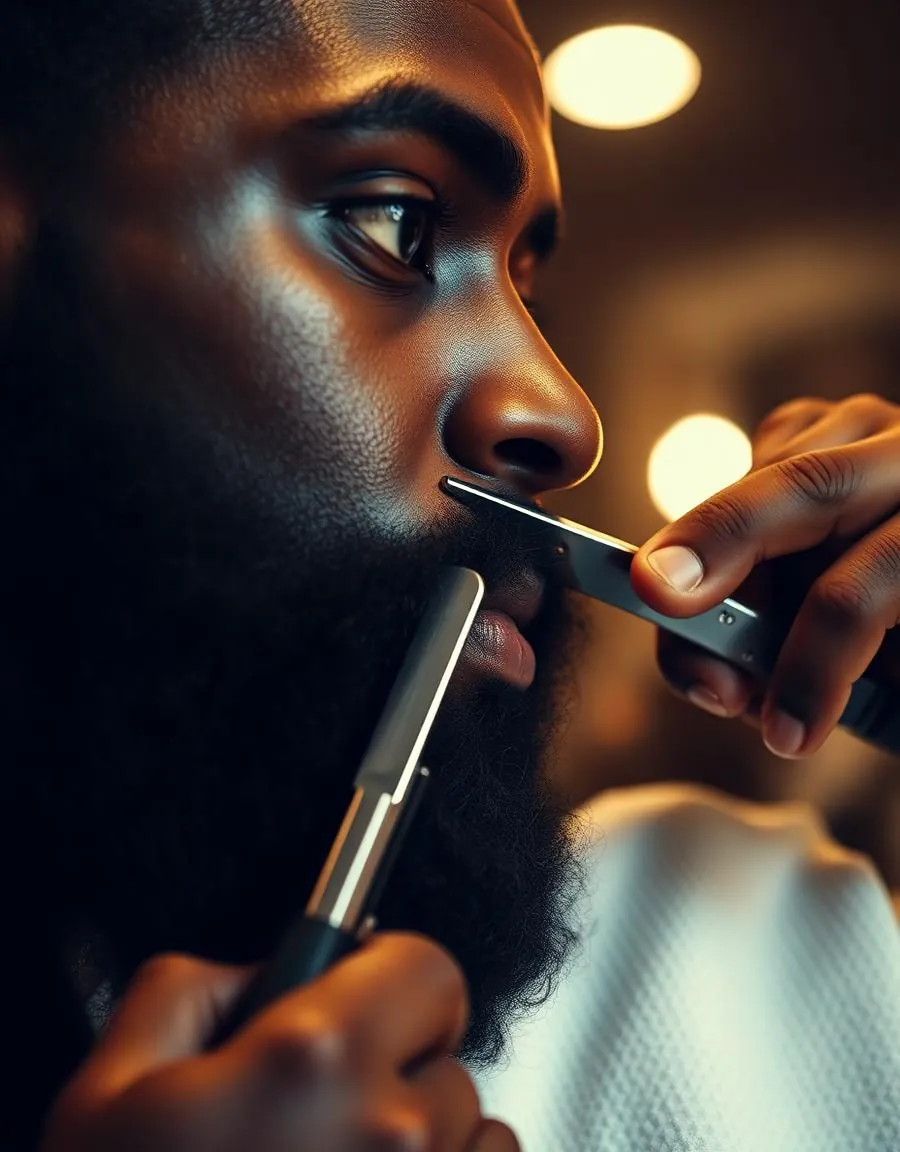 Straight-razor beard sculpt and hot towel service at Velvet Edge barbershop