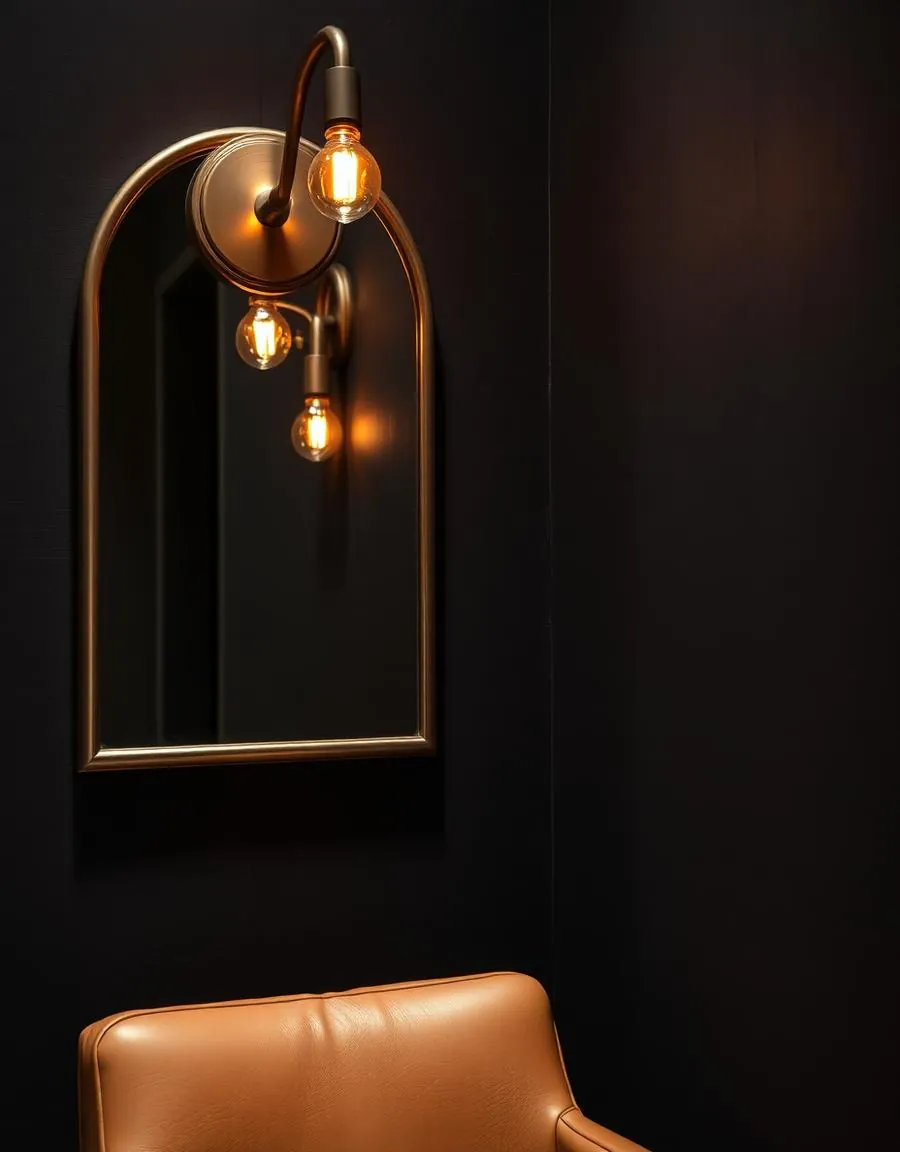 Warm brass and leather interior details inside Velvet Edge Salon & Barbershop